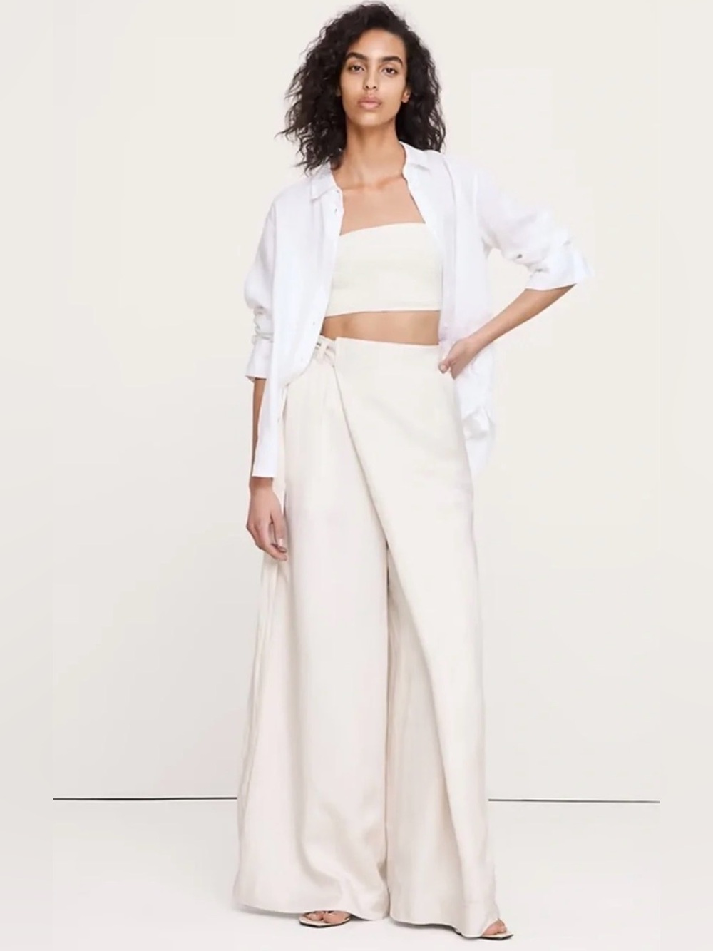 NWT Banana Republic Viscose Linen Palazzo Cream White  Pants Sz S (#875189)
